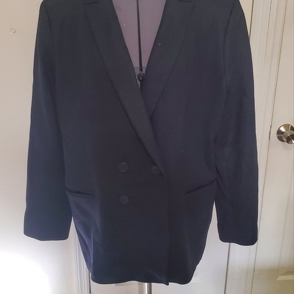 Saint + Sofia Women's Double breasted Navy Blazer Plus Organic cotton Size 18 - Picture 4 of 7